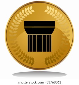 doric greek column coin
