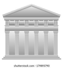 Doric Greek temple on white background.