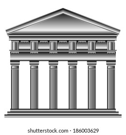 Doric temple isolated on white background.