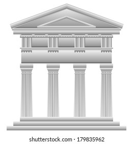 Doric temple on white background.