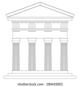 Doric temple on white background.