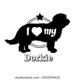  Dorkie Hund Silhouette, ich liebe meinen Hund, Hund, Hunderassen, Logo, Vektor, Silhouette, Tier, Illustration, Symbol, Zeichen, schwarz, Haustier,