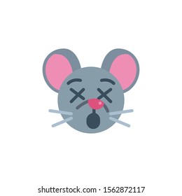Dormant mouse face emoji flat icon, vector sign, Sleeping rat emoticon colorful pictogram isolated on white. Symbol, logo illustration. Flat style design