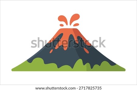 dormant volcano mountain with nature landscape silhouette isolated vector illustration on white background