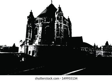 Dormition Abbey silhouette, Jerusalem, ISRAEL.