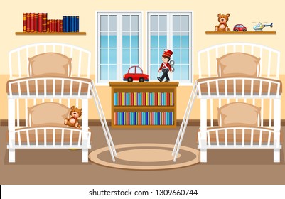 Ilustración de fondo de dormitorio compartido