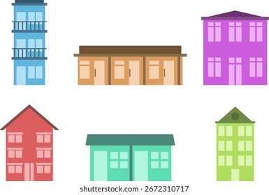 Dormitory Building Illustration Collection Set