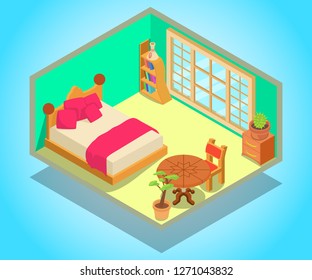 Dormitory concept banner. Isometric banner of dormitory vector concept for web, giftcard and postcard