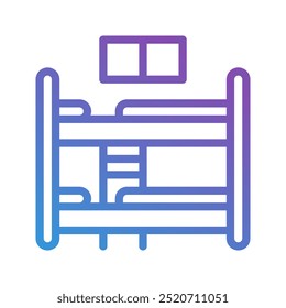 Dormitory gradient icons. perfect for universities, hotels and furniture. editable stroke, suitable for websites, UI and interfaces.