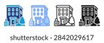 Dormitory icon set multiple style collection