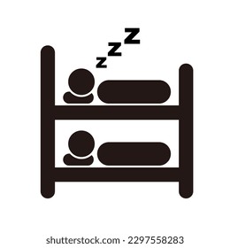 Dormitory silhouette icon. Bunk bed. Vector.