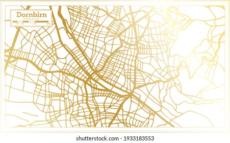 Dornbirn Austria City Map in Retro Style in Golden Color. Outline Map. Vector Illustration.