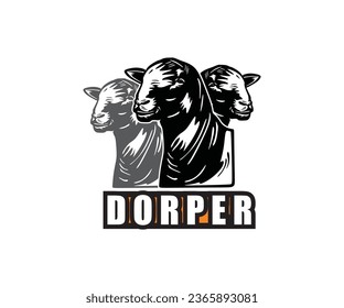 DORPER SHEEP HEAD LOGO, silhouette of great rams face vector illustrations. svg