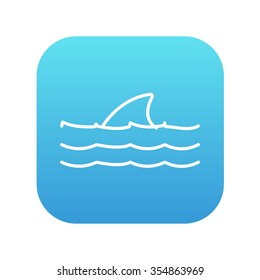 Dorsal shark fin above water line icon for web, mobile and infographics. Vector white icon on the blue gradient square with rounded corners isolated on white background.