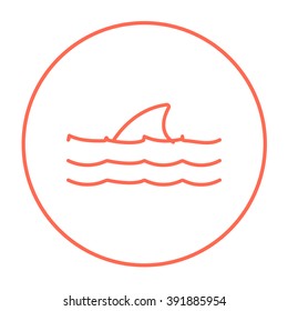 Dorsal shark fin above water line icon.