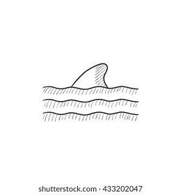 Dorsal shark fin above water vector sketch icon isolated on background. Hand drawn Dorsal shark fin above water icon. Dorsal shark fin above water sketch icon for infographic, website or app.