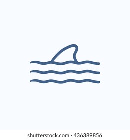 Dorsal shark fin above water vector sketch icon isolated on background. Hand drawn Dorsal shark fin above water icon. Dorsal shark fin above water sketch icon for infographic, website or app.