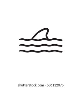 Dorsal shark fin above water vector sketch icon isolated on background. Hand drawn Dorsal shark fin above water icon. Dorsal shark fin above water sketch icon for infographic, website or app.