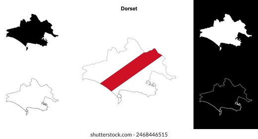 Dorset blank outline map set