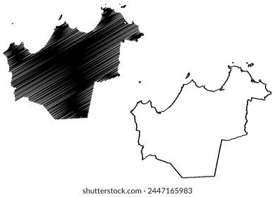 Dorset Council (Commonwealth of Australia, Tasmania, lutruwita) map vector illustration, scribble sketch Dorset map