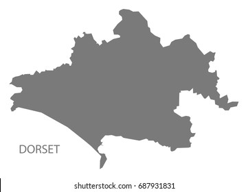 Dorset county map England UK grey illustration silhouette shape