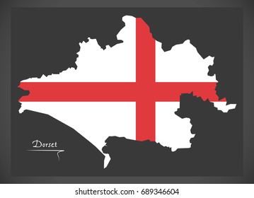 Dorset map England UK with English national flag illustration