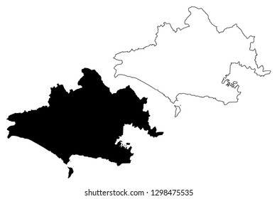 Dorset (United Kingdom, England, Non-metropolitan County, Shire County) Map Vector Illustration, Scribble Sketch Dorsetshire Map