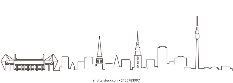 Dortmund Dark Line Simple Minimalist Skyline With White Background