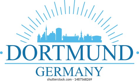 Dortmund Germany City. Banner Design. City Skyline. Silhouette Vector. Famous Monuments.