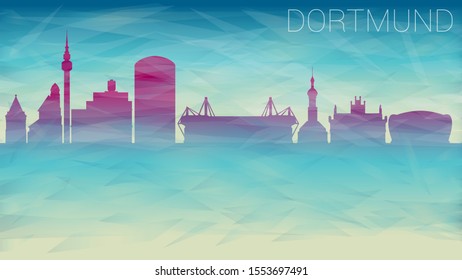 Dortmund Germany City Skyline Vector Silhouette. Broken Glass Abstract Geometric Dynamic Textured. Banner Background. Colorful Shape Composition.