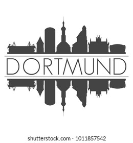Dortmund Germany Europe Skyline Vector Art Mirror Silhouette Emblematic City Buildings