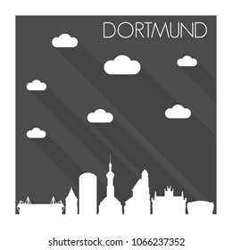 Dortmund Germany Skyline City Flat Silhouette Design Background.
