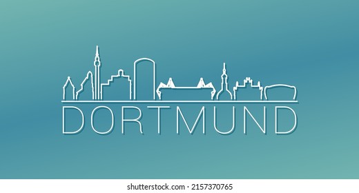 Dortmund, Alemania Skyline Linear Design. Ilustración de ciudad plana Ilustración de imágenes recorridas mínima. Icono del vector de desplazamiento degradado de fondo.