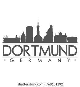 Dortmund Germany Skyline Silhouette Design City Vector Art Famous Buildings.