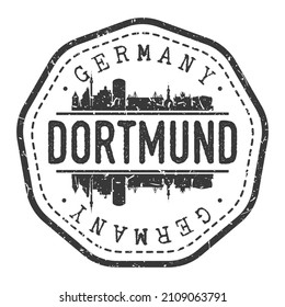 Dortmund, Germany Stamp Skyline Postmark. Silhouette Postal Passport. City Round Vector Icon. Vintage Postage Design.