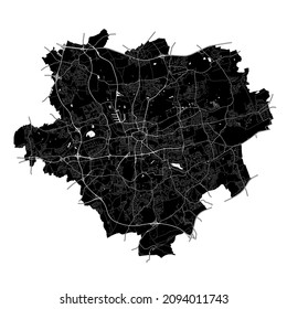 Dortmund, North Rhine-Westphalia, Germany, Germany, high resolution vector map with city boundaries, and editable paths. The city map was drawn with white areas and lines for main roads, side roads.