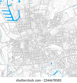 Dortmund, North Rhine-Westphalia, Germany high resolution vector map with editable paths. Bright outlines for main roads. Use it for any printed and digital background. 