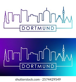 Dortmund skyline. Colorful linear style. Single line. Editable vector file.