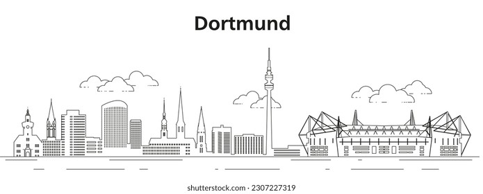 Dortmund skyline line art vector illustration