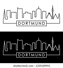 Dortmund skyline. Linear style. Editable vector file.