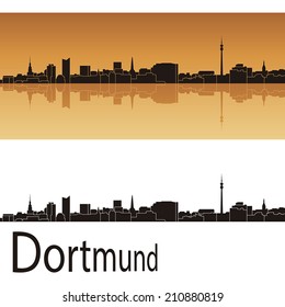 Dortmund skyline in orange background in editable vector file
