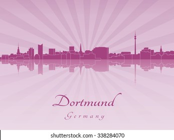 Dortmund skyline in radiant orchid in editable vector file