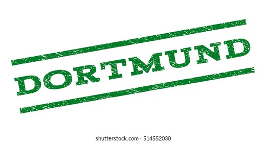 Dortmund watermark stamp. Text caption between parallel lines with grunge design style. Rubber seal stamp with dirty texture. Vector green color ink imprint on a white background.
