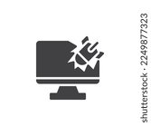 Dos attack vector icon. filled flat sign for mobile concept and web design. Computer bomb attack glyph icon. Symbol, logo illustration. Vector graphics