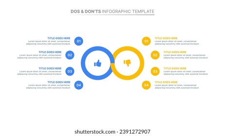 Plantilla de diseño de infografía de dos y de no realizar comparaciones