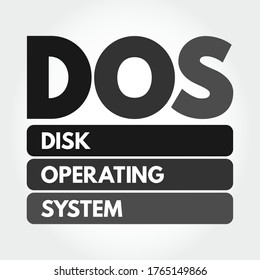 DOS - Disk Operating System acronym, technology concept background
