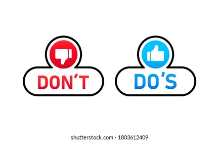 Dos And Dont Button Label. Thumbs Up Or Down. Like Or Dislike. Vector On Isolated White Background. EPS 10