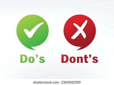 do's and don't good and bad icon check negative positive list true wrong
