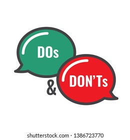 Do's and Don't or Good and Bad Icons with Positive and Negative Symbols