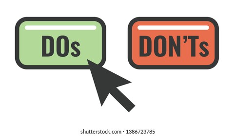 Do's and Don't or Good and Bad Icons with Positive and Negative Symbols